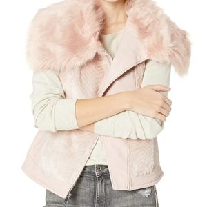 Guess vest, leather vest, guess fur vest